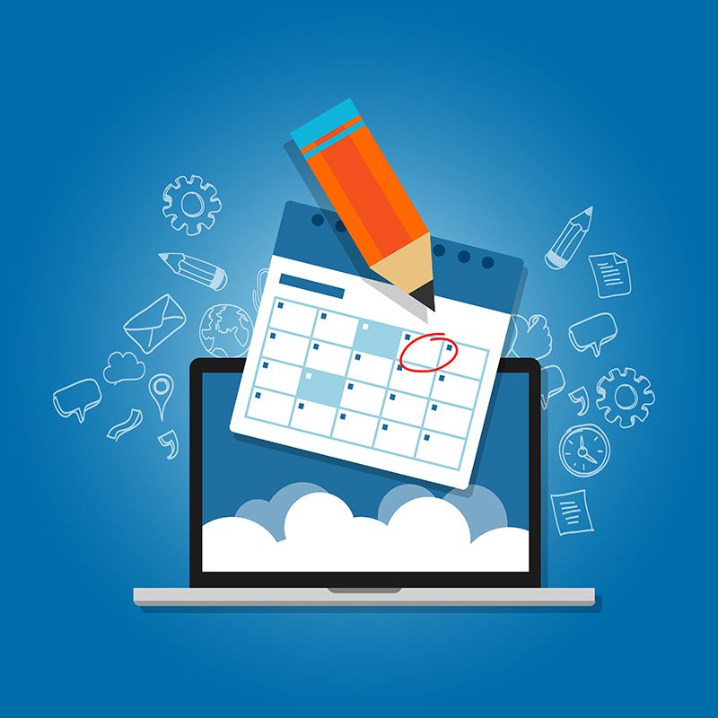 mark circle your calendar agenda online cloud planning laptop vector